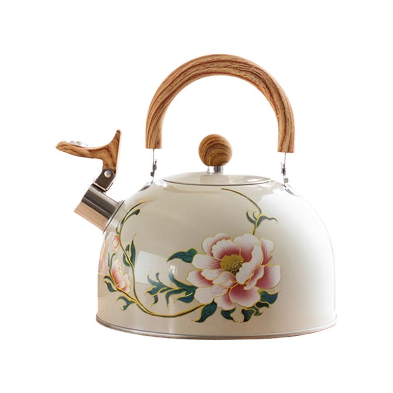 Kitchen Gadgets Vintage - غلاية غلاية خمر الأزهار بالمينا إبريق