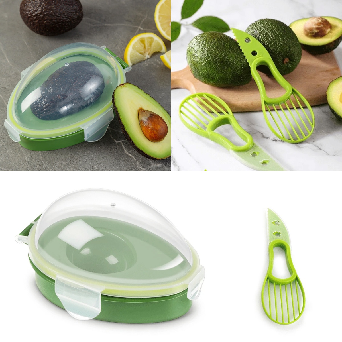 Avocado Slicer Tool - صندوق تخزين الأفوكادو قابل لإعادة الاستخدام،